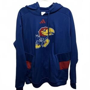 Adidas Kansas University Blue Hoodie with Red Accents, Size Large New $80